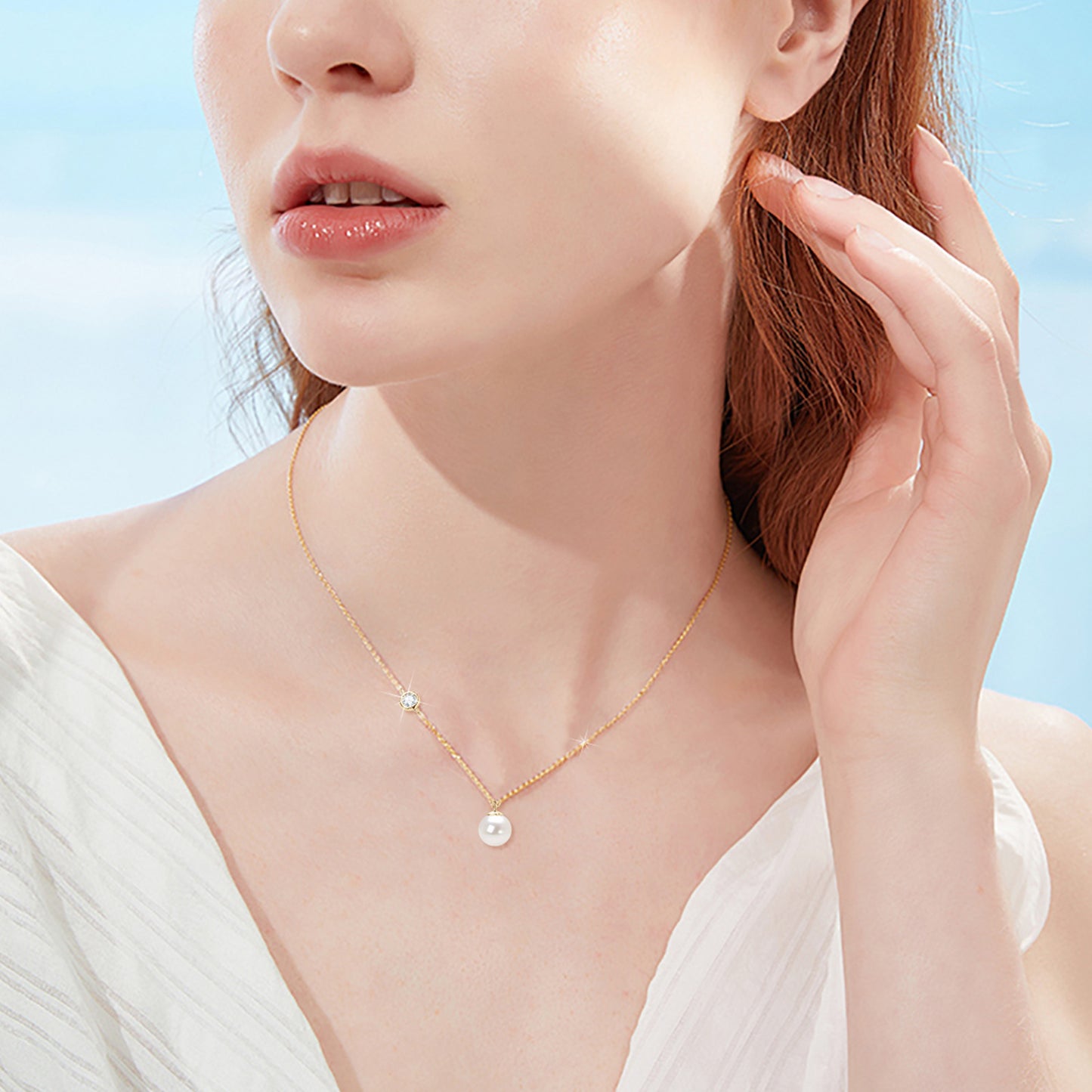 Exquisite Natural Freshwater Pearl Collarbone Necklace with S925 Silver for Women, Fashion Design, Perfect Gift