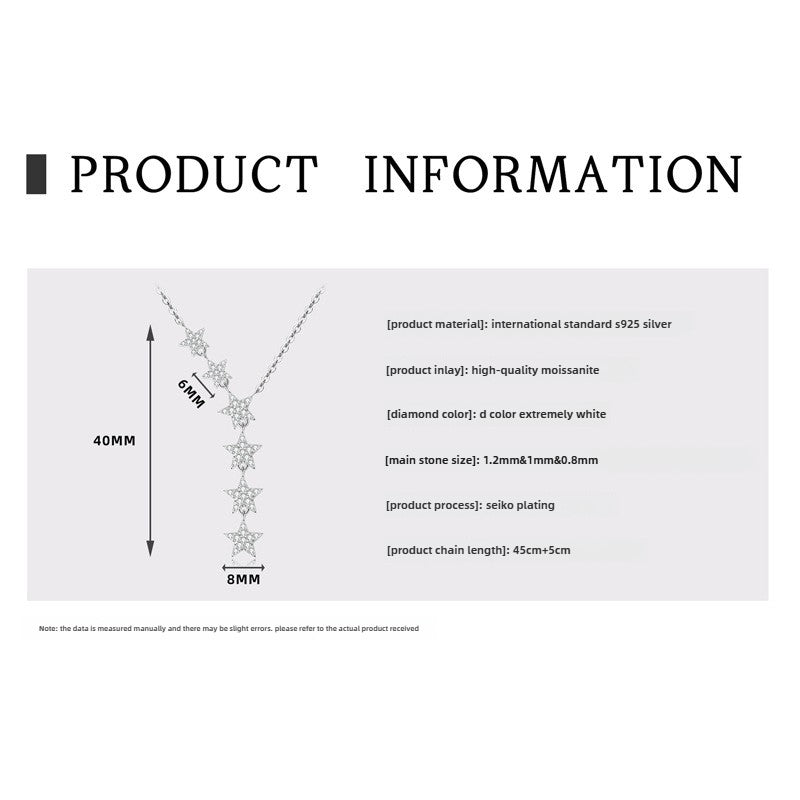Stunning Moissanite S925 Silver Necklace, Light Luxury Starry Sky Pendant Necklaces for Fashion-forward Women