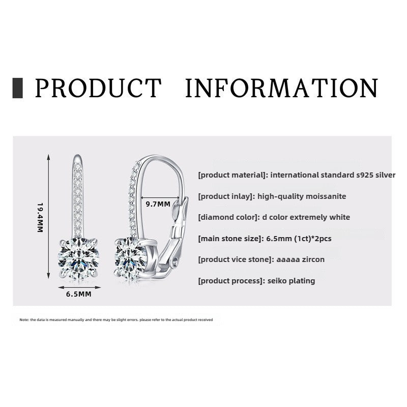 Exclusive S925 Silver Moissanite Earrings: Superior Quality Lightweight Luxury Girls' U-Shaped Ear Buckles